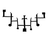 a black and white drawing of a cross